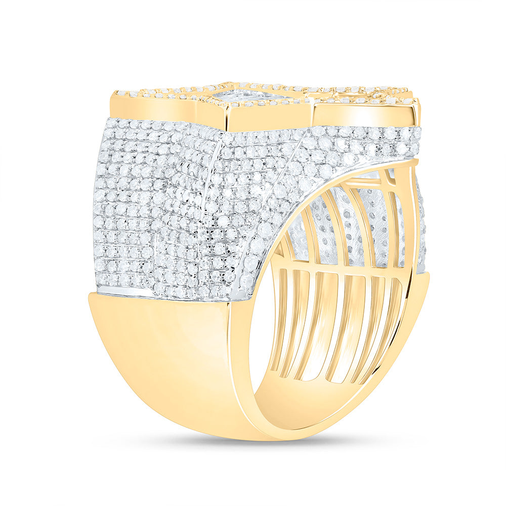10K Yellow Gold 2 5/8Cttw Natural Diamond Star Mens Ring