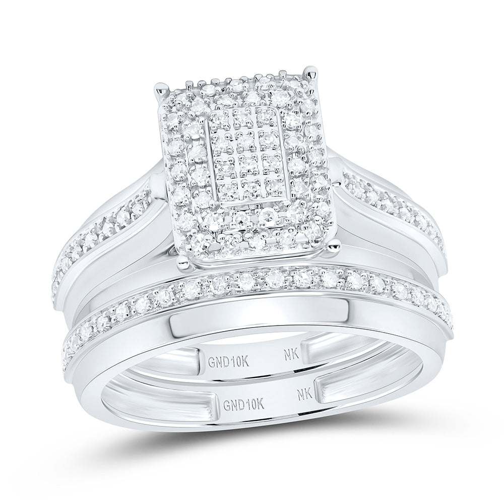 10K White Gold 1/2Cttw Natural Diamond Nk Fashion Emerald Trio Set