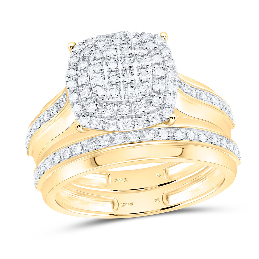 10K Yellow Or White Gold 1/2Cttw Natural Diamond Nk Fashion Cushion Trio Set