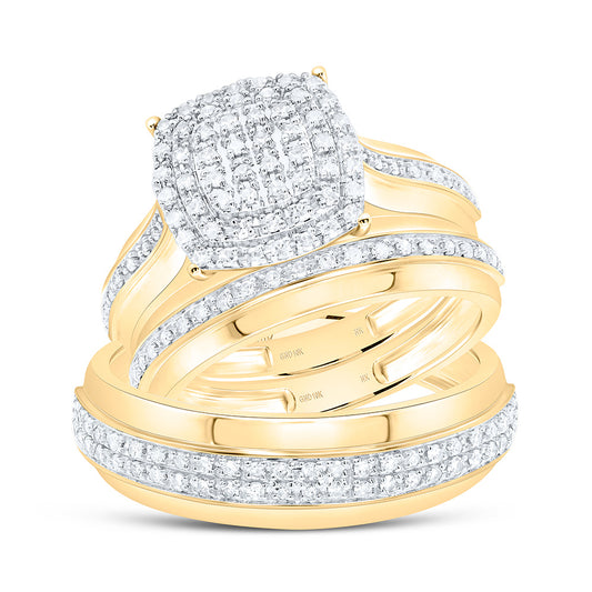 10K Yellow Or White Gold 1/2Cttw Natural Diamond Nk Fashion Cushion Trio Set