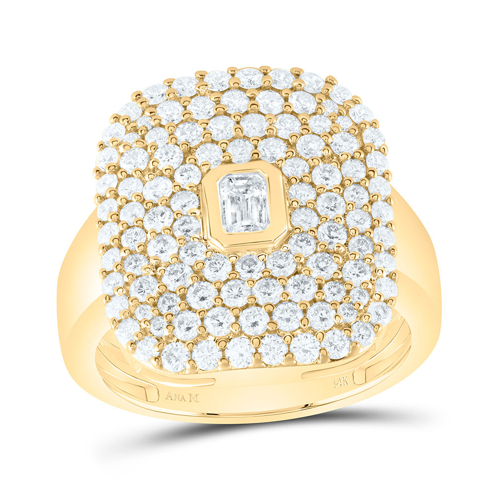 14K Yellow Or White Gold 1 5/8Cttw Natural Diamond 1/5Cttw Cem Fashion Ring