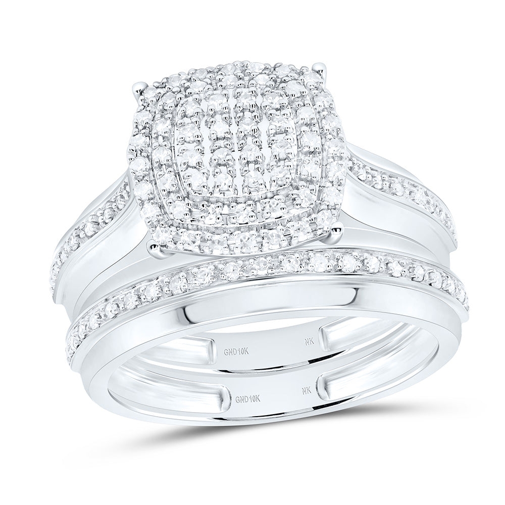 10K Yellow Or White Gold 1/2Cttw Natural Diamond Nk Fashion Cushion Trio Set