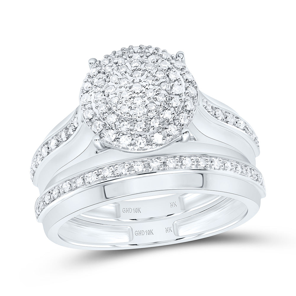 10K White Gold 1/2Cttw Natural Diamond Nk Fashion Round Trio Set