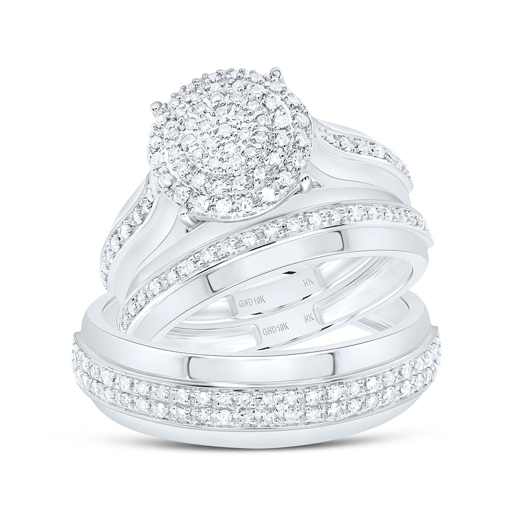 10K White Gold 1/2Cttw Natural Diamond Nk Fashion Round Trio Set