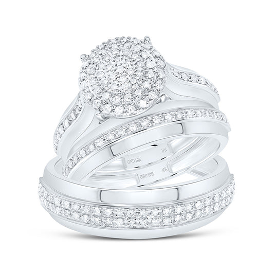10K White Gold 1/2Cttw Natural Diamond Nk Fashion Round Trio Set