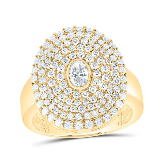 14K Yellow Or White Gold 1 3/8Cttw Natural Diamond 1/4Cttw Center Oval Fashion Ring