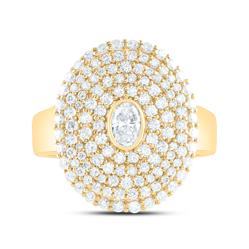 14K Yellow Or White Gold 1 3/8Cttw Natural Diamond 1/4Cttw Center Oval Fashion Ring