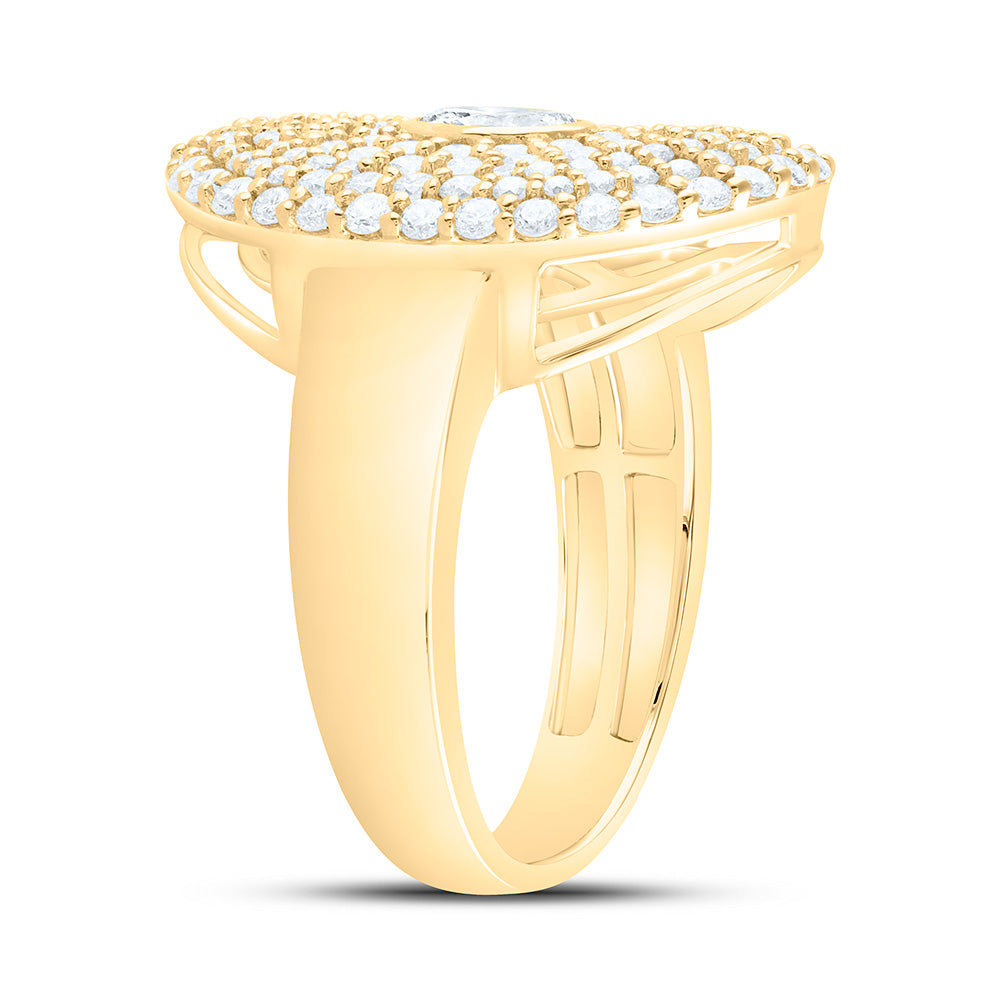 14K Yellow Or White Gold 1 3/8Cttw Natural Diamond 1/4Cttw Center Oval Fashion Ring