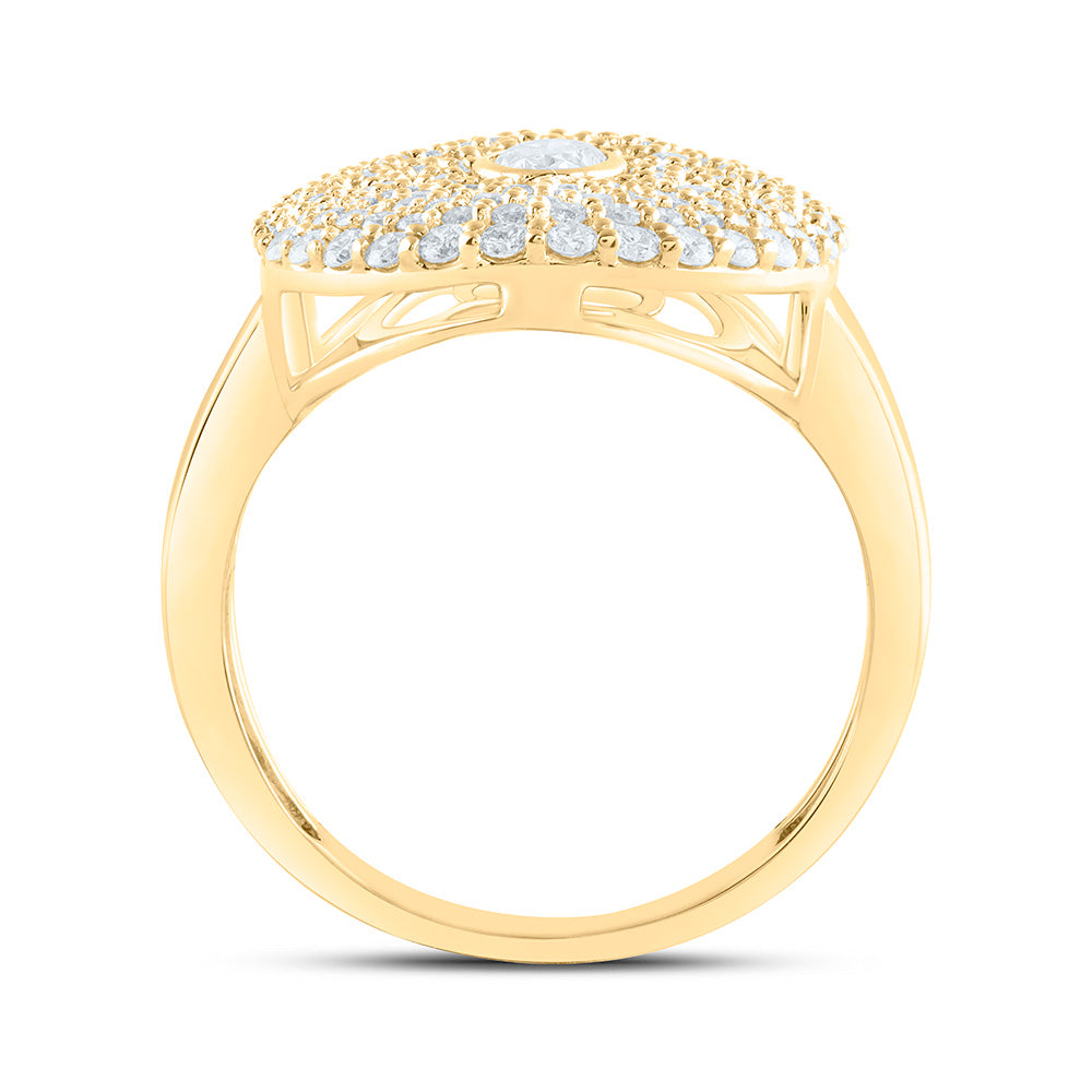 14K Yellow Or White Gold 1 3/8Cttw Natural Diamond 1/4Cttw Center Oval Fashion Ring