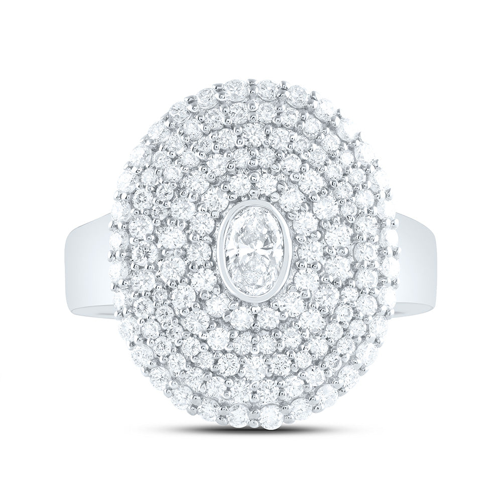14K Yellow Or White Gold 1 3/8Cttw Natural Diamond 1/4Cttw Center Oval Fashion Ring