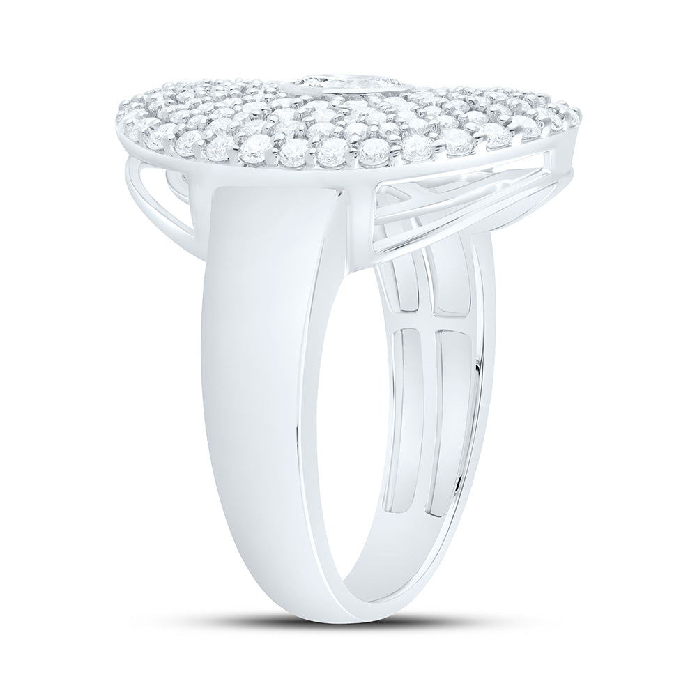 14K Yellow Or White Gold 1 3/8Cttw Natural Diamond 1/4Cttw Center Oval Fashion Ring