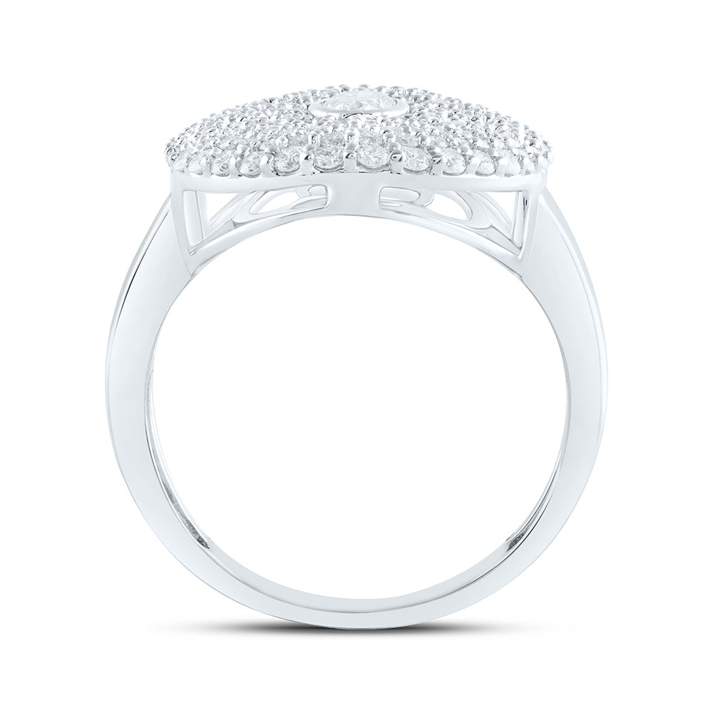 14K Yellow Or White Gold 1 3/8Cttw Natural Diamond 1/4Cttw Center Oval Fashion Ring