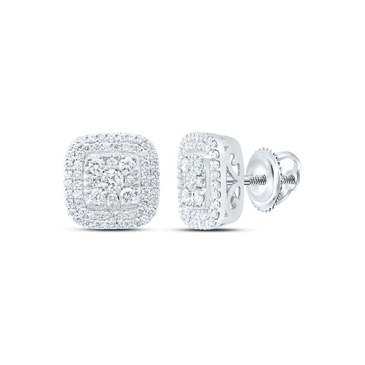 14K White Gold 3/8Cttw Natural Diamond Nk Fashion Cushion Earring