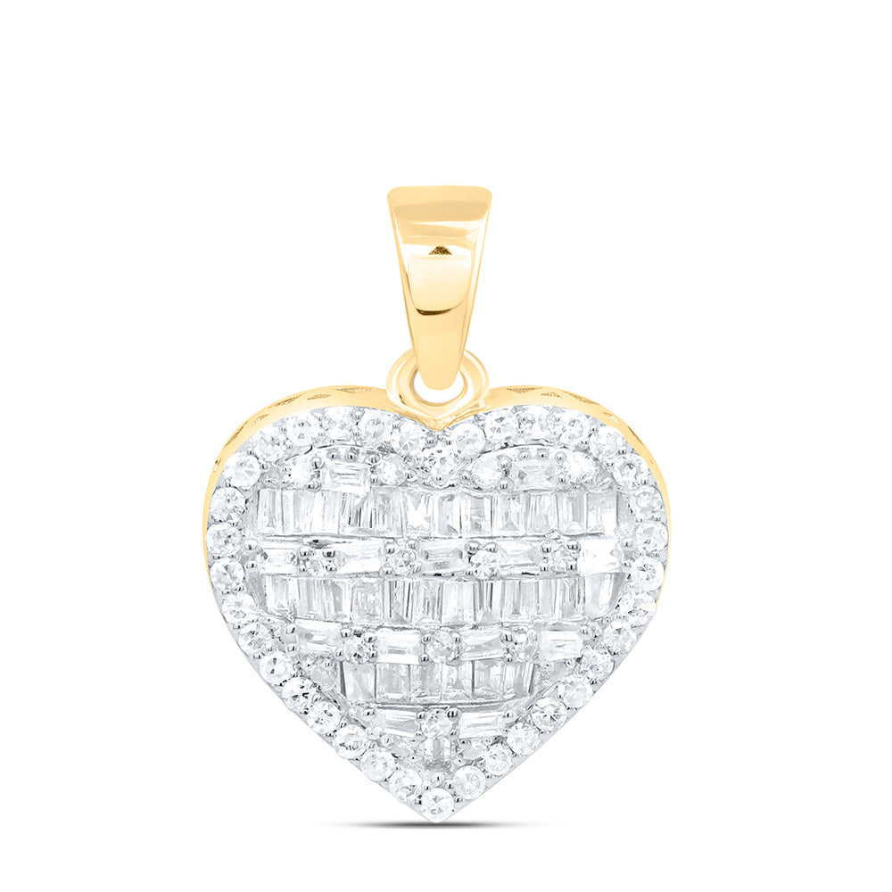 10K Yellow Or White Gold 3/8Cttw Natural Diamond Fashion Heart Pendant