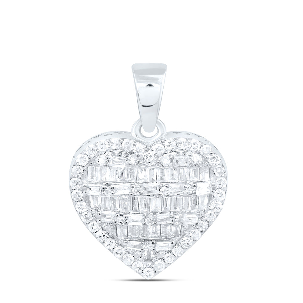 10K Yellow Or White Gold 3/8Cttw Natural Diamond Fashion Heart Pendant