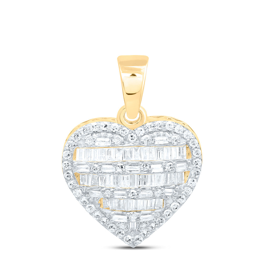 10K Yellow Or White Gold 7/8Cttw Natural Diamond Fashion Heart Pendant
