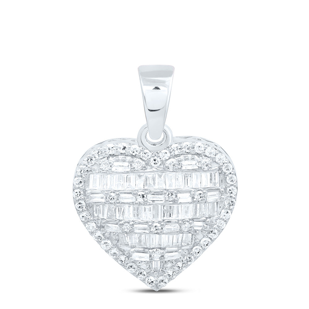 10K Yellow Or White Gold 7/8Cttw Natural Diamond Fashion Heart Pendant