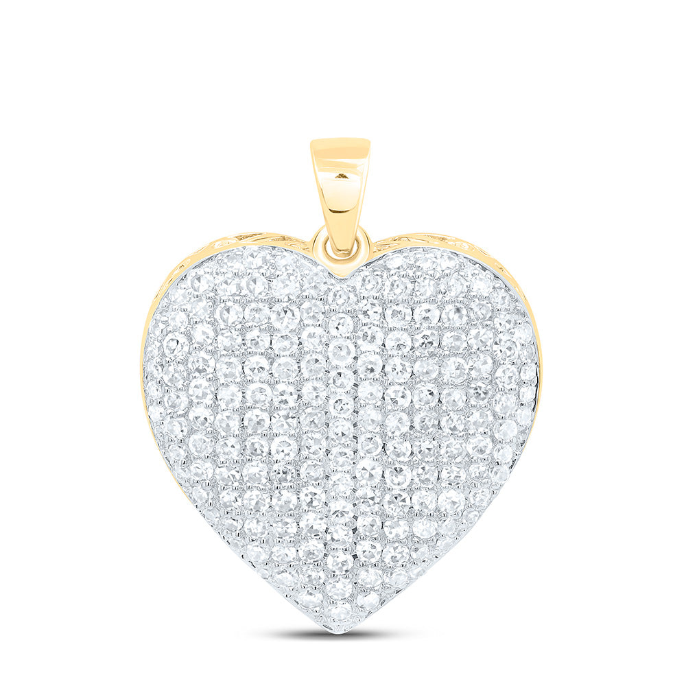 10K Yellow Or White Gold 1Cttw Natural Diamond Fashion Heart Pendant
