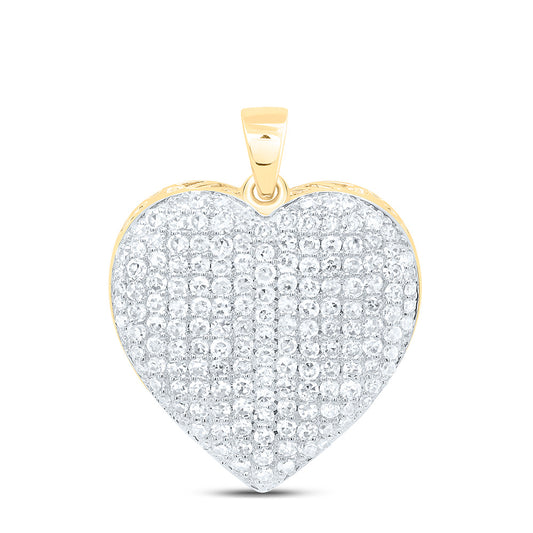 10K Yellow Or White Gold 1Cttw Natural Diamond Fashion Heart Pendant