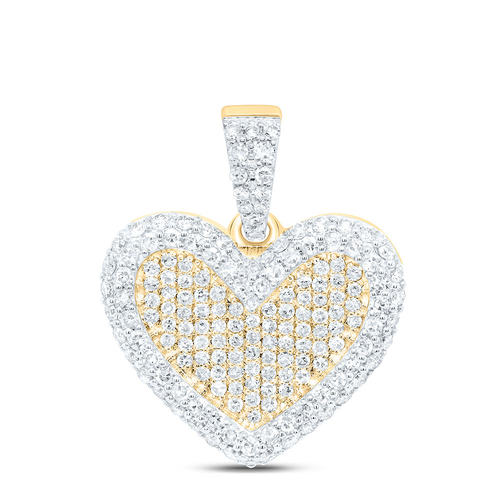 10K Yellow Or White Gold 1Cttw Natural Diamond Fashion Heart Pendant