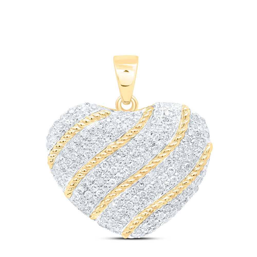 10K Yellow Gold 5/8Cttw Natural Diamond Fashion Heart Pendant