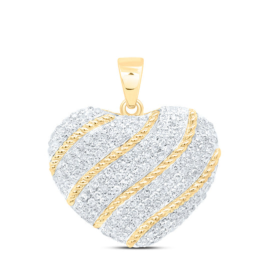 10K Yellow Gold 5/8Cttw Natural Diamond Fashion Heart Pendant