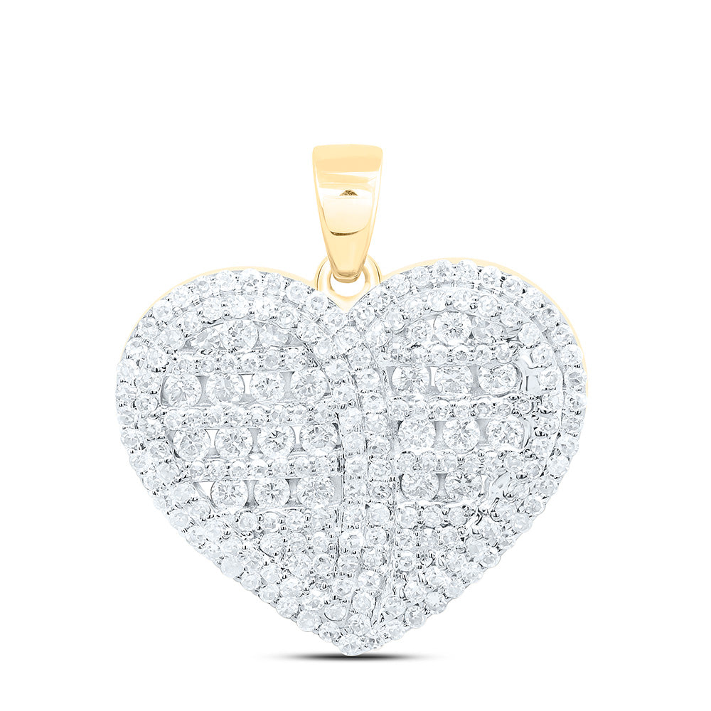 10K Yellow Or White Gold 3/4Cttw Natural Diamond Fashion Heart Pendant