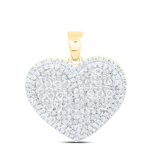 10K Yellow Or White Gold 3/4Cttw Natural Diamond Fashion Heart Pendant