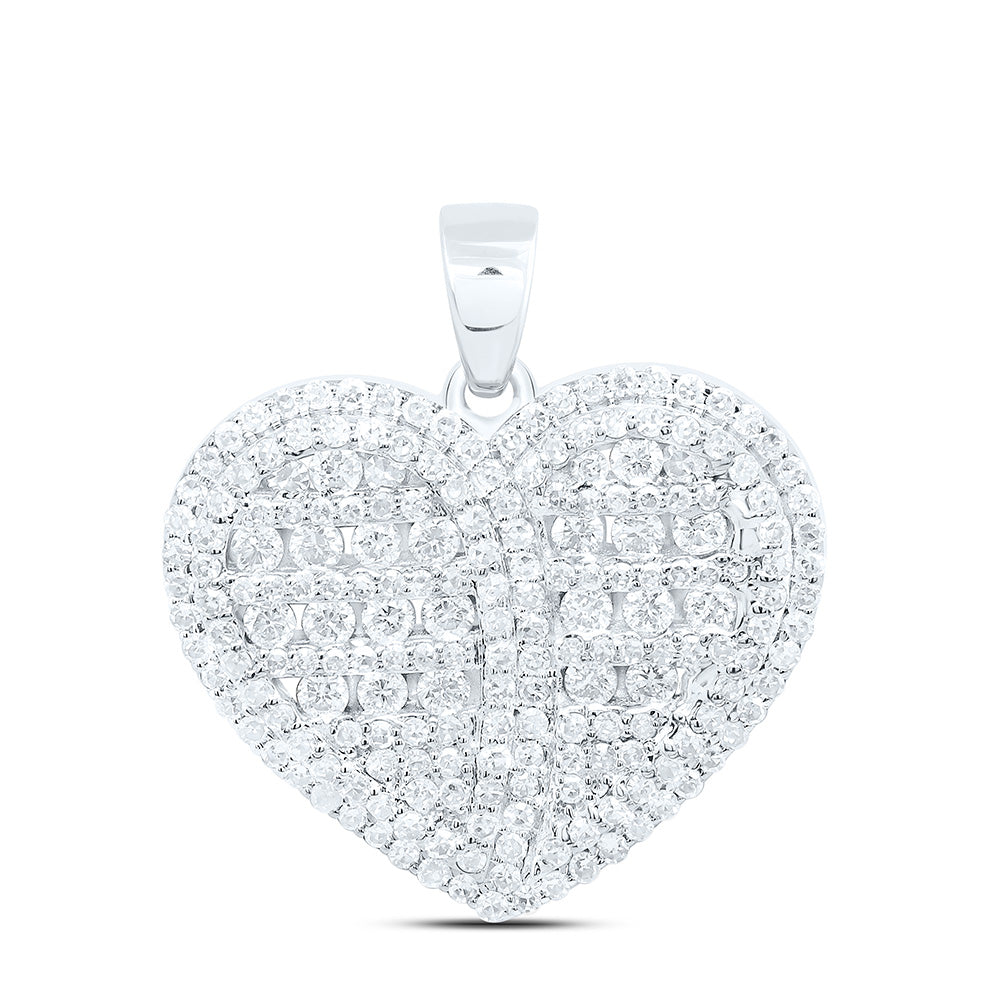 10K Yellow Or White Gold 3/4Cttw Natural Diamond Fashion Heart Pendant