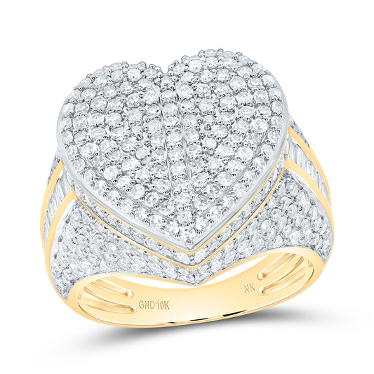 10K Or 14K Yellow Or White Gold 1 7/8Cttw Natural Diamond Fashion Heart Ring