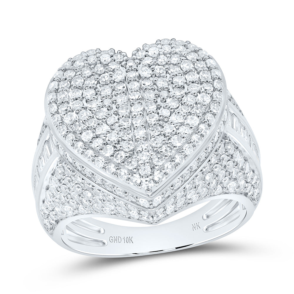 10K Or 14K Yellow Or White Gold 1 7/8Cttw Natural Diamond Fashion Heart Ring