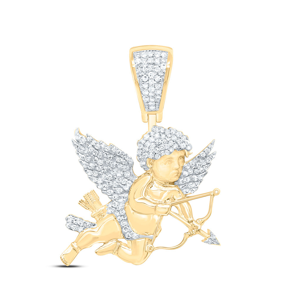 10K Yellow Gold 1/2Cttw Natural Diamond Angel Mens Charm