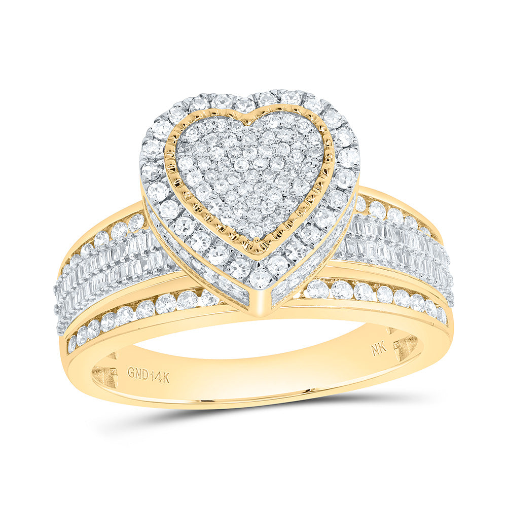 14K Yellow Gold 1 3/8Cttw Natural Diamond Fashion Heart Ring