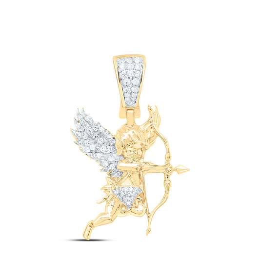10K Yellow Gold 1/5Cttw Natural Diamond Angel Mens Charm
