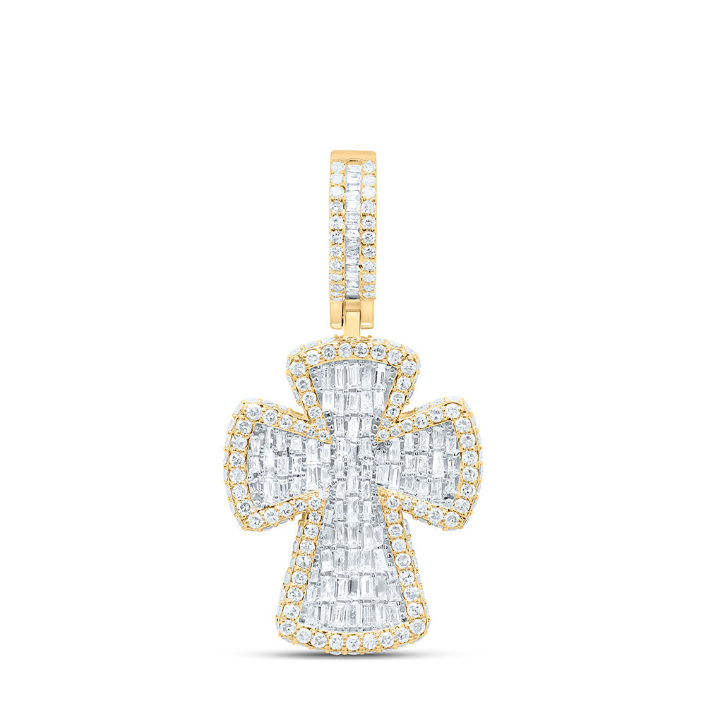 10K Yellow Or White Gold 1 3/4Cttw Natural Diamond Cross Mens Charm
