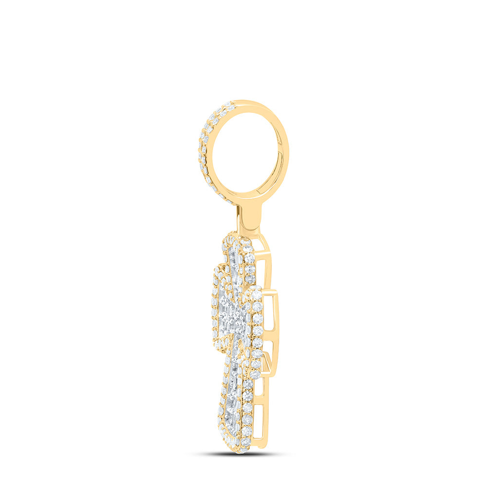 10K Yellow Or White Gold 1 3/4Cttw Natural Diamond Cross Mens Charm