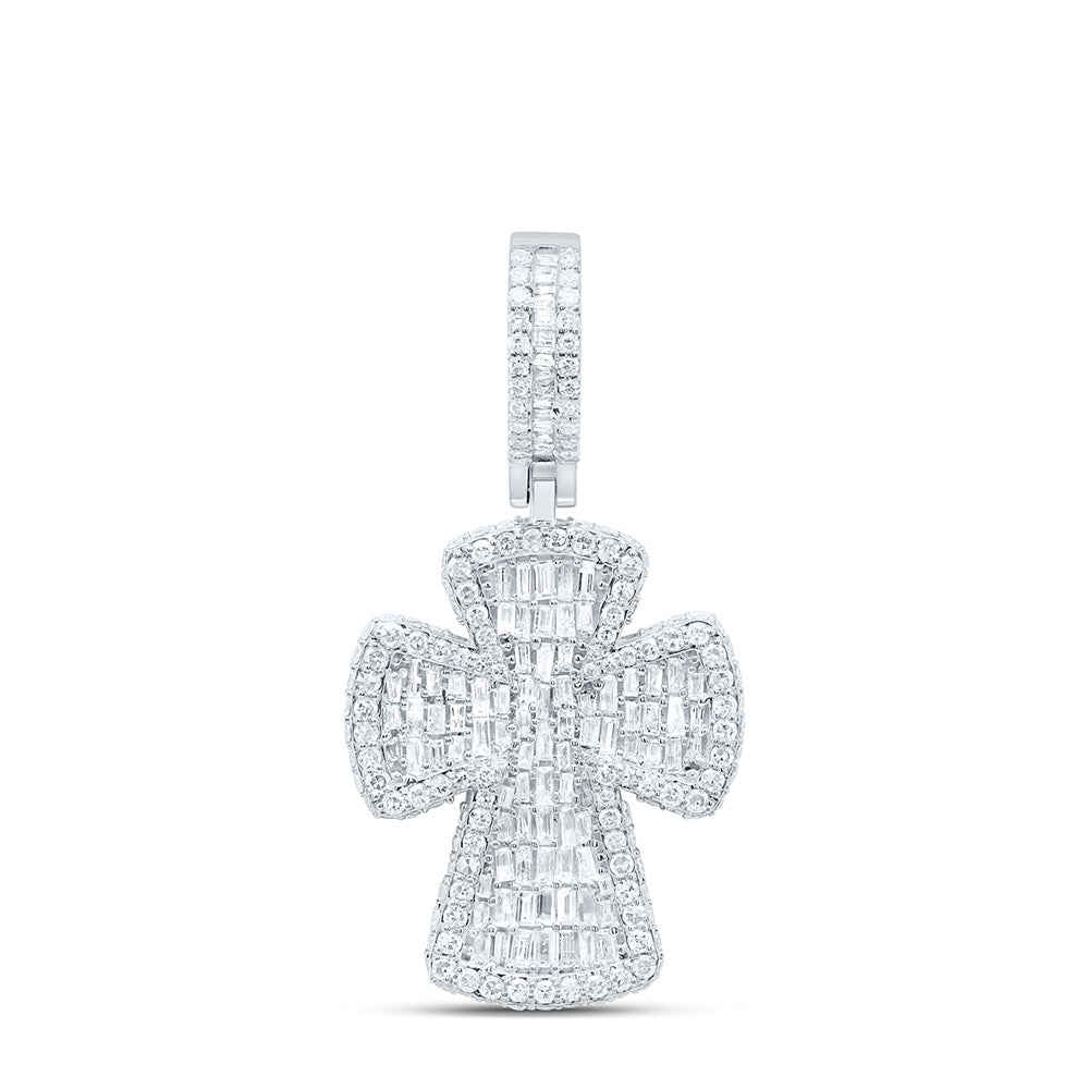 10K Yellow Or White Gold 1 3/4Cttw Natural Diamond Cross Mens Charm
