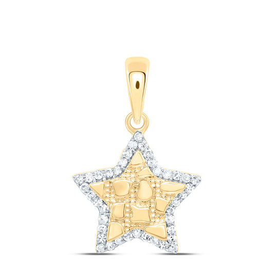 10K Yellow Gold 1/8Cttw Natural Diamond Gift Star Pendant