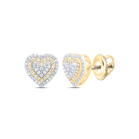 10K Or 14K Yellow Or White/Rose Gold 3/8Cttw Natural Diamond Fashion Heart Earring
