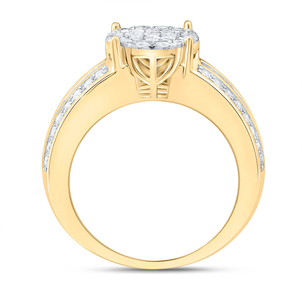 14K Yellow Gold 1 Cttw Natural Diamond Fashion Round Shape Ring