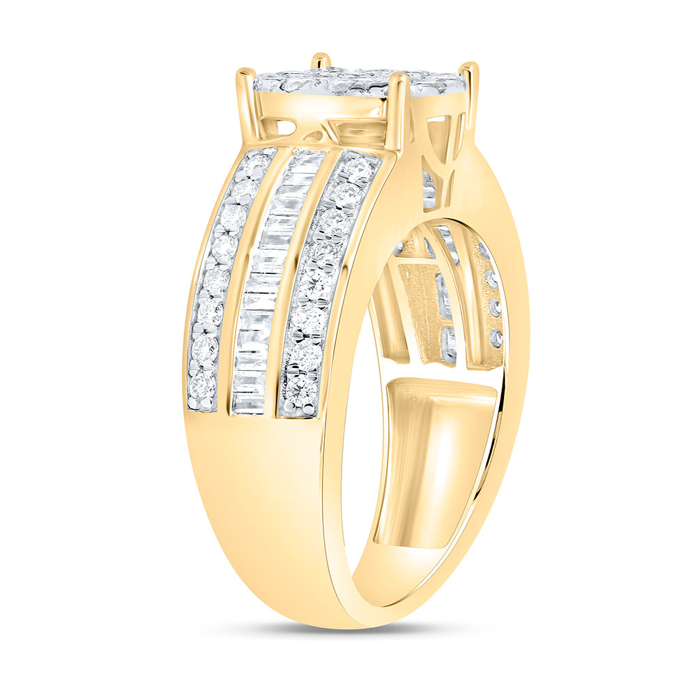 14K Yellow Gold 1 Cttw Natural Diamond Fashion Round Shape Ring