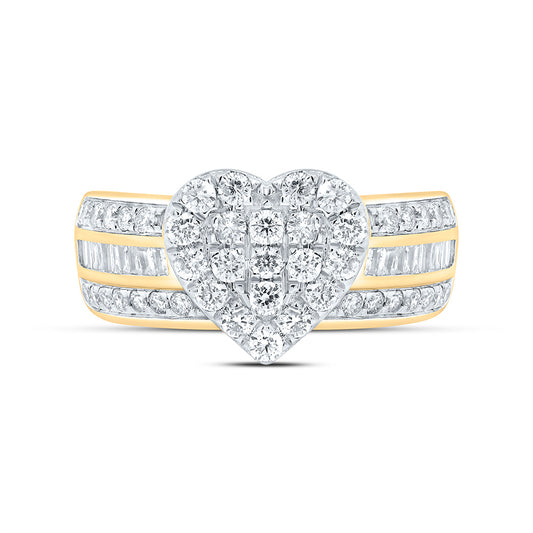10K Or 14K Yellow Or White Gold 1Cttw Natural Diamond Fashion Heart Shape Ring
