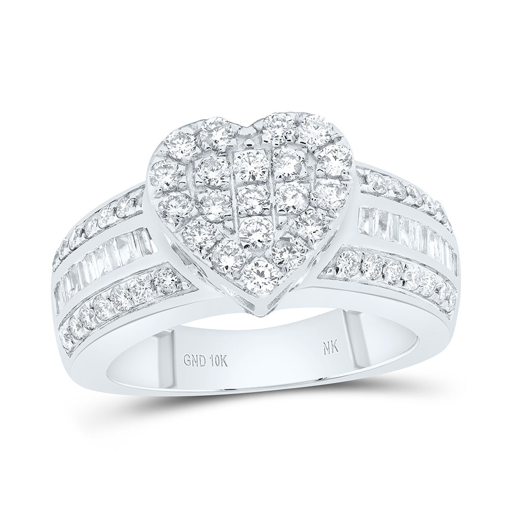 10K Or 14K Yellow Or White Gold 1Cttw Natural Diamond Fashion Heart Shape Ring
