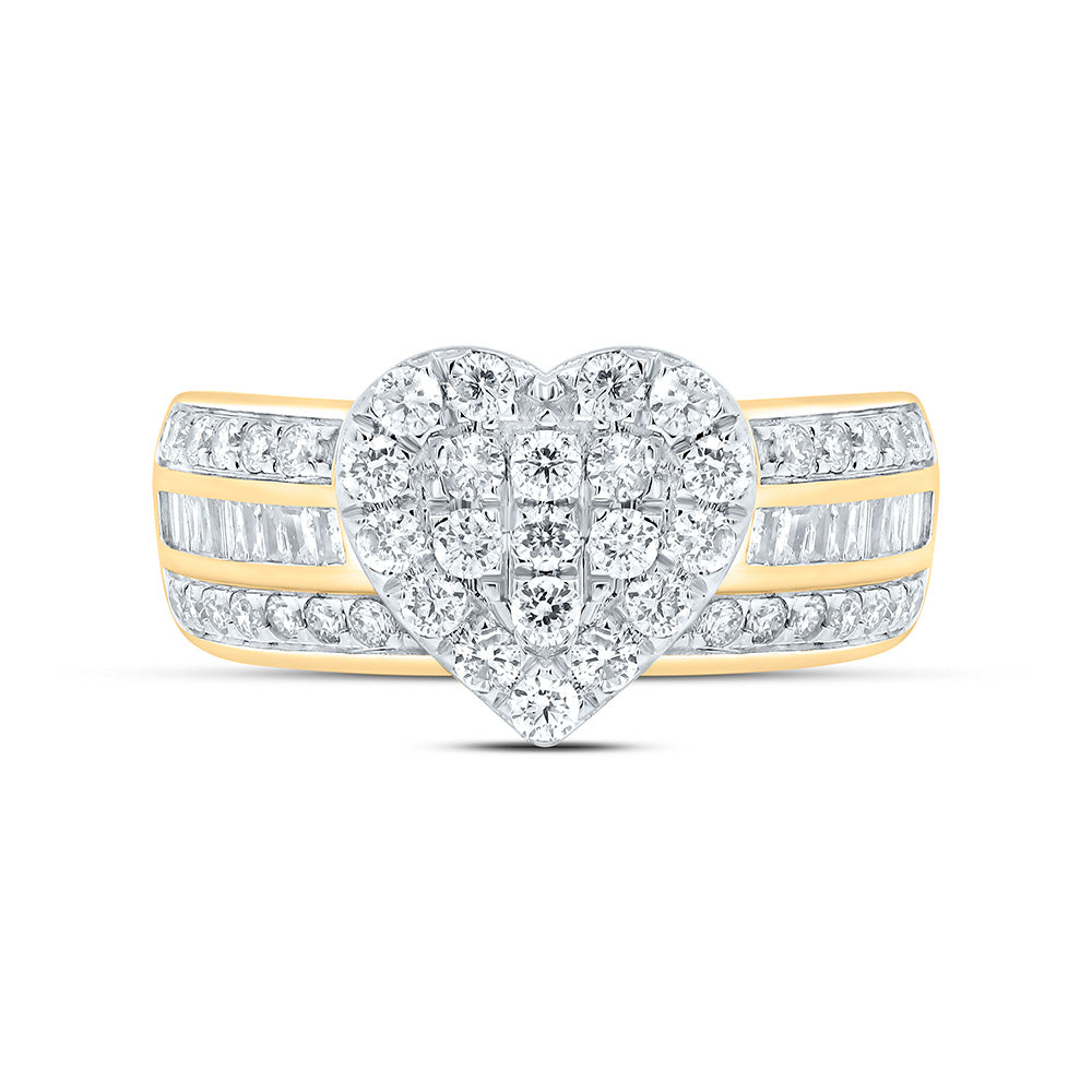 10K Or 14K Yellow Or White Gold 1Cttw Natural Diamond Fashion Heart Shape Ring