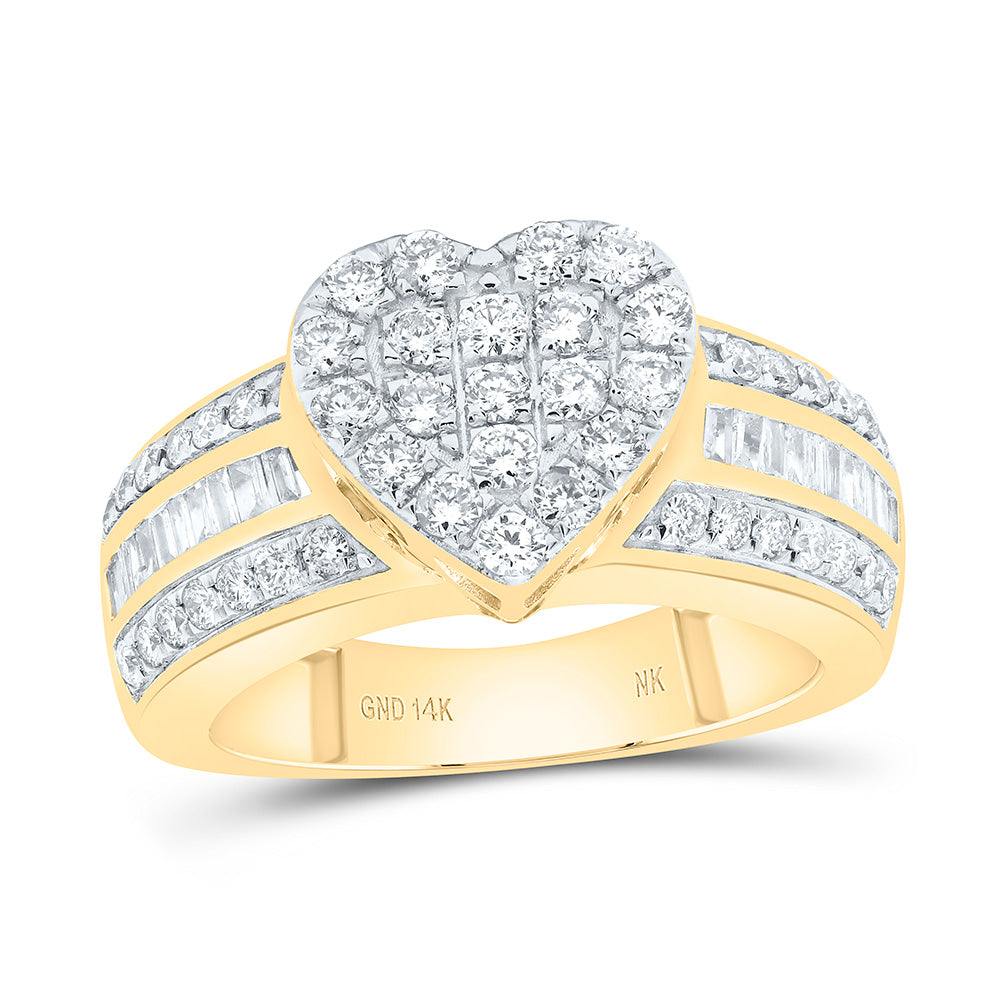 10K Or 14K Yellow Or White Gold 1Cttw Natural Diamond Fashion Heart Shape Ring