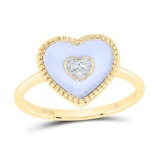 10K Yellow Gold 0.03Cttw Natural Diamond Gift Heart Ring