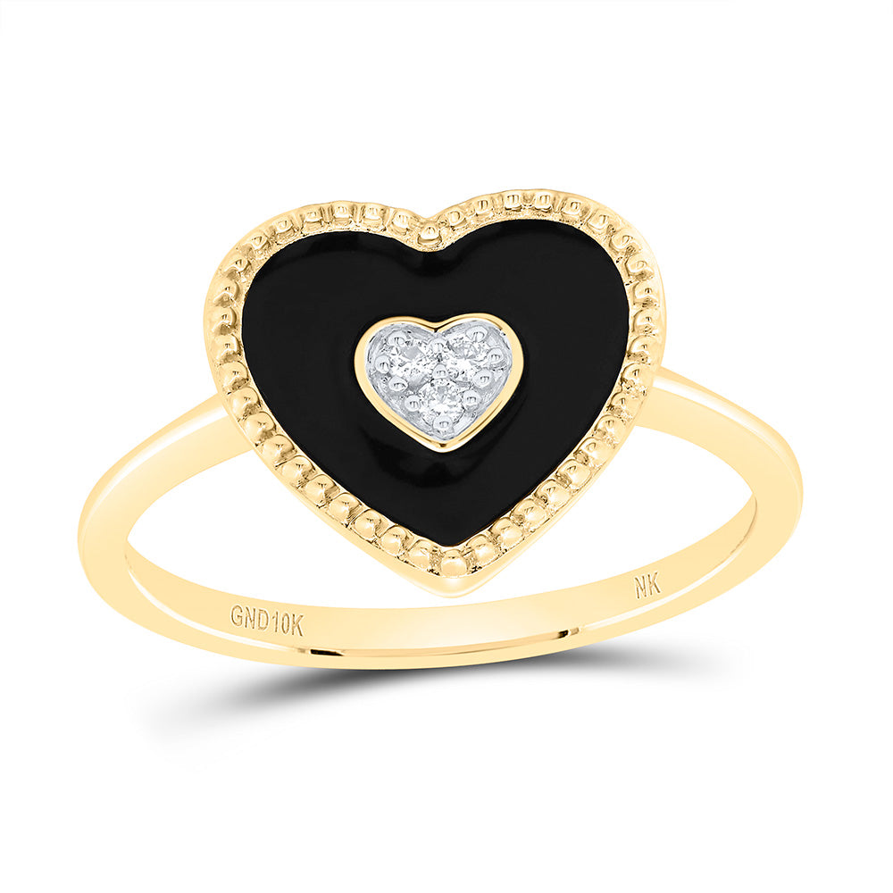 10K Yellow Gold 0.03Cttw Natural Diamond Gift Heart Ring