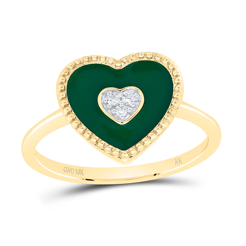 10K Yellow Gold 0.03Cttw Natural Diamond Gift Heart Ring