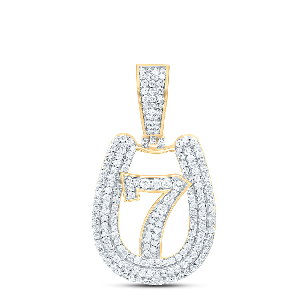 10K Yellow Gold 3/4Cttw Natural Diamond ''7" Mens Charm