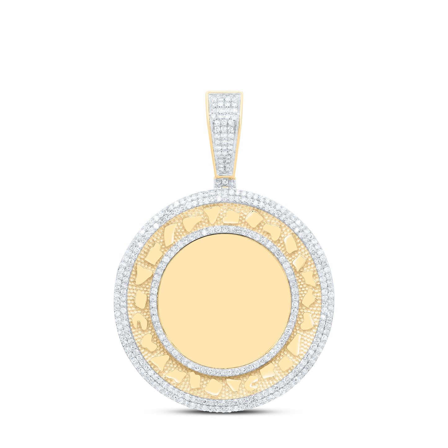 10K Yellow Gold 1Cttw Natural Diamond Round Nugget Memory Mens Charm